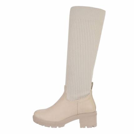 Damen High-Heel Stiefel - beige Gr. 36