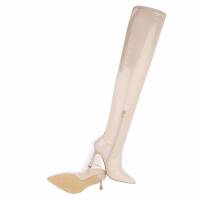 Damen Overknee-Stiefel - beige