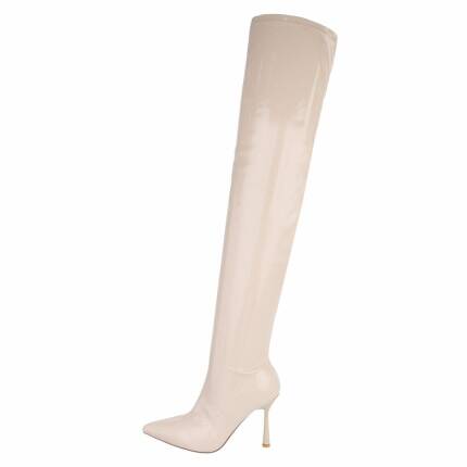 Damen Overknee-Stiefel - beige Gr. 36