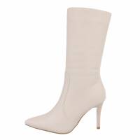 Damen High-Heel Stiefeletten - beige