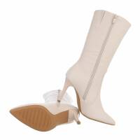 Damen High-Heel Stiefeletten - beige