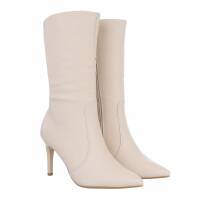 Damen High-Heel Stiefeletten - beige