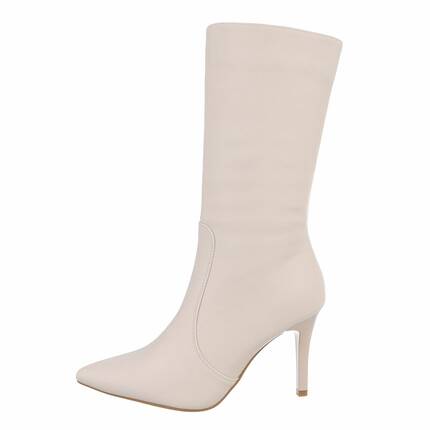 Damen High-Heel Stiefeletten - beige Gr. 36