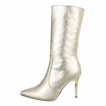 Damen High-Heel Stiefeletten - golden Gr. 38