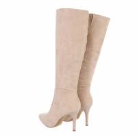 Damen High-Heel Stiefel - beigesuede