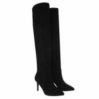 Damen Overknee-Stiefel - blacksuede