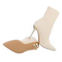 Damen High-Heel Stiefeletten - beige