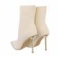 Damen High-Heel Stiefeletten - beige