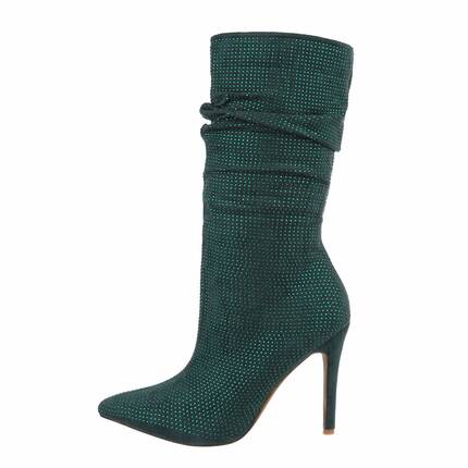 Damen High-Heel Stiefeletten - green Gr. 36