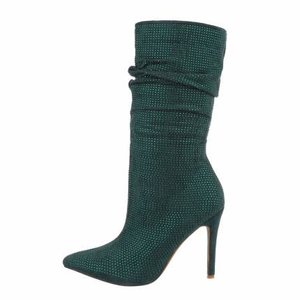 Damen High-Heel Stiefeletten - green Gr. 38