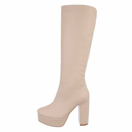 Damen High-Heel Stiefel - beige