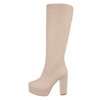 Damen High-Heel Stiefel - beige