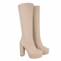 Damen High-Heel Stiefel - beige