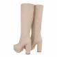 Damen High-Heel Stiefel - beige