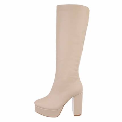 Damen High-Heel Stiefel - beige Gr. 37