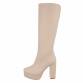 Damen High-Heel Stiefel - beige Gr. 37