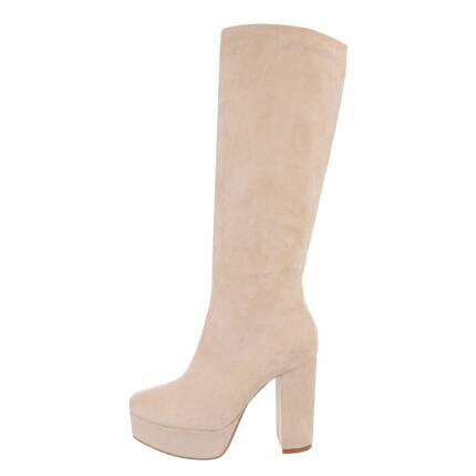 Damen High-Heel Stiefel - beige