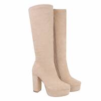 Damen High-Heel Stiefel - beige