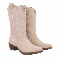 Damen Western- & Bikerboots - beigesuede