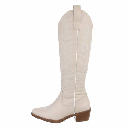 Damen Western- & Bikerboots - beigepu