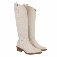 Damen Western- & Bikerboots - beigepu