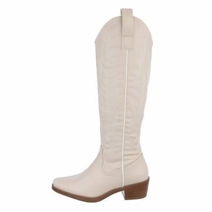 Damen Western- & Bikerboots - beigepu Gr. 40