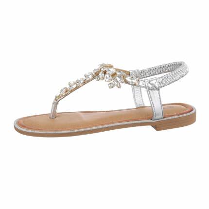 Damen Flache Sandalen - silver