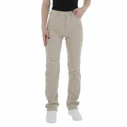 Damen High Waist Jeans von Laulia Gr. L/40 - beige