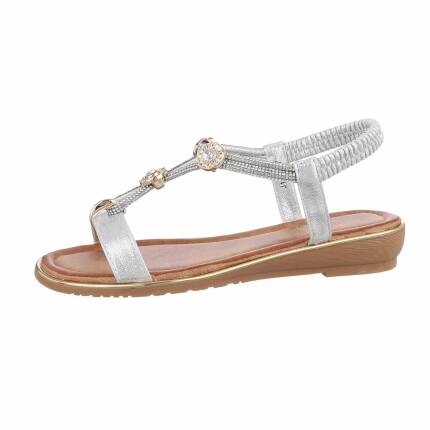 Damen Flache Sandalen - silver