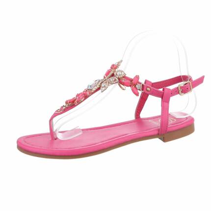 Damen Flache Sandalen - fushia