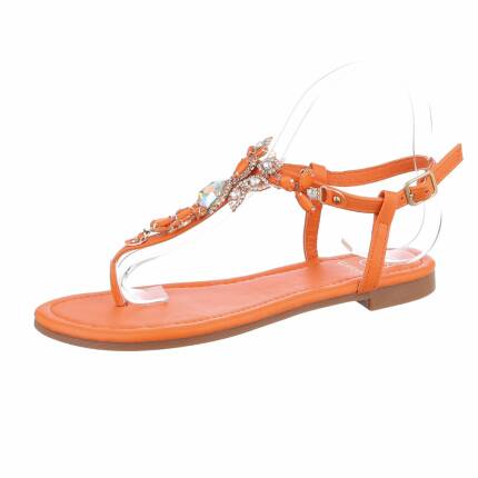 Damen Flache Sandalen - orange