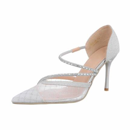 Damen High-Heel Pumps - silver Gr. 38