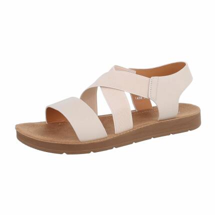 Damen Flache Sandalen - beige Gr. 37