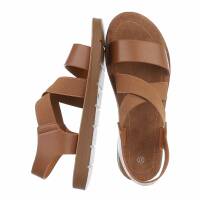 Damen Flache Sandalen - camel