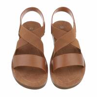 Damen Flache Sandalen - camel