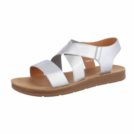 Damen Flache Sandalen - silver Gr. 36