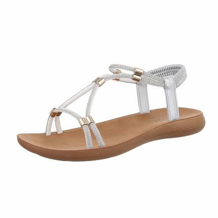 Damen Flache Sandalen - silver