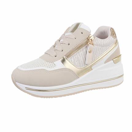 Damen Keilabsatz-Sneakers - beige Gr. 39