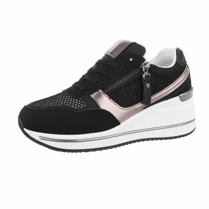 Damen Keilabsatz-Sneakers - black Gr. 37