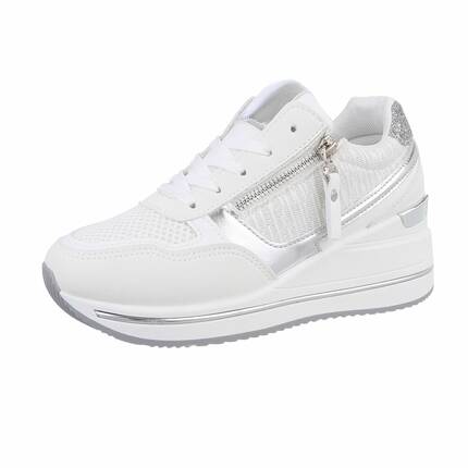 Damen Keilabsatz-Sneakers - white Gr. 40