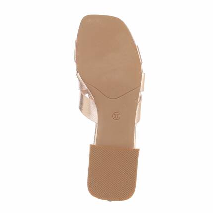 Damen Flache Sandalen - champagne