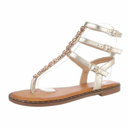 Damen Flache Sandalen - gold Gr. 36