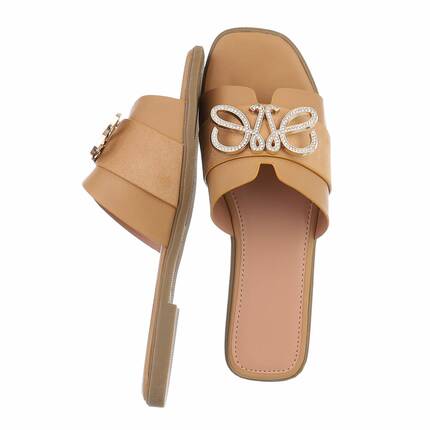 Damen Flache Sandalen - camel