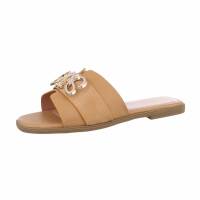 Damen Flache Sandalen - camel