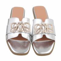 Damen Flache Sandalen - silver