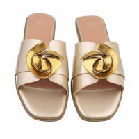 Damen Flache Sandalen - gold