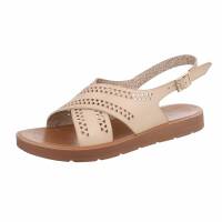 Damen Flache Sandalen - ltbeige