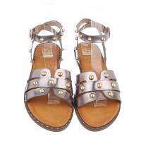 Damen Flache Sandalen - pewter