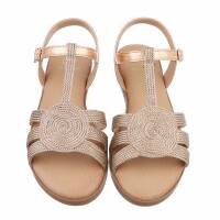 Damen Flache Sandalen - champagne