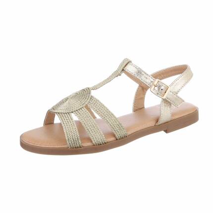 Damen Flache Sandalen - gold Gr. 36